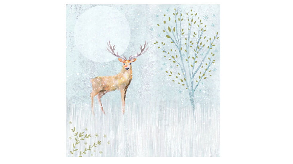 Christmas post stag in winter card